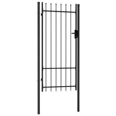 vidaXL Jednokrídlová plotová brána s hrotmi, oceľ 1x2 m, čierna