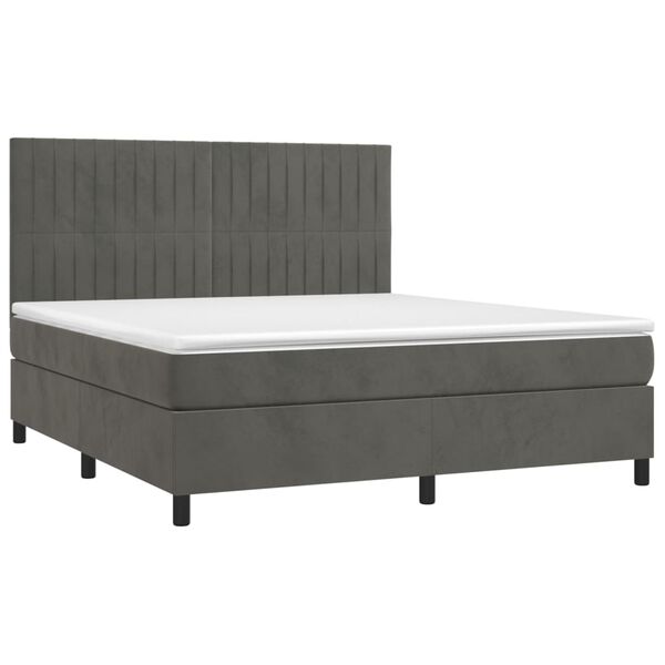 vidaXL Posteľn&yacute; r&aacute;m boxspring s matracom tmavosiv&yacute; 180x200 cm zamat