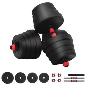 vidaXL 2-v-1 set činiek a činky 30 kg Čierna a červen&aacute;