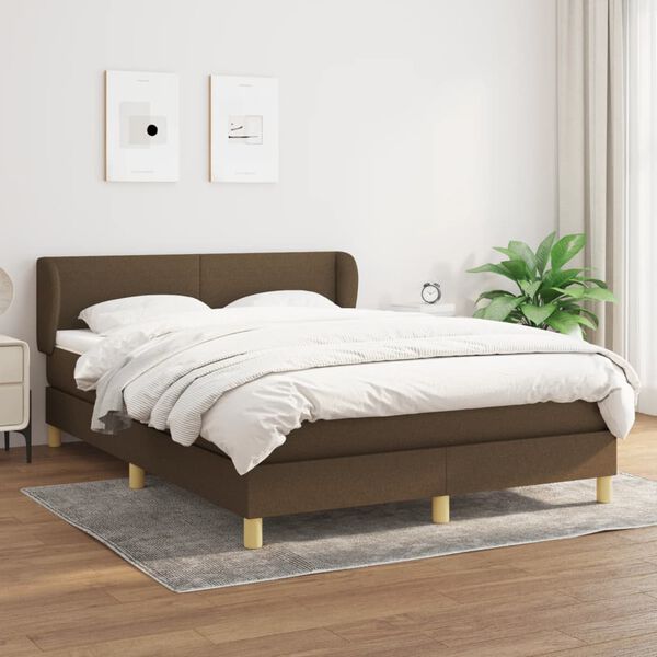 vidaXL Boxspring posteľ s matracom tmavohned&aacute; 140x200 cm l&aacute;tka