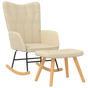 vidaXL Hojdacie kreslo s podnožkou, kr&eacute;mov&eacute;, l&aacute;tka