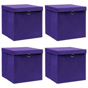 vidaXL &Uacute;ložn&eacute; boxy s vekom 4 ks, 28x28x28 cm, fialov&eacute;