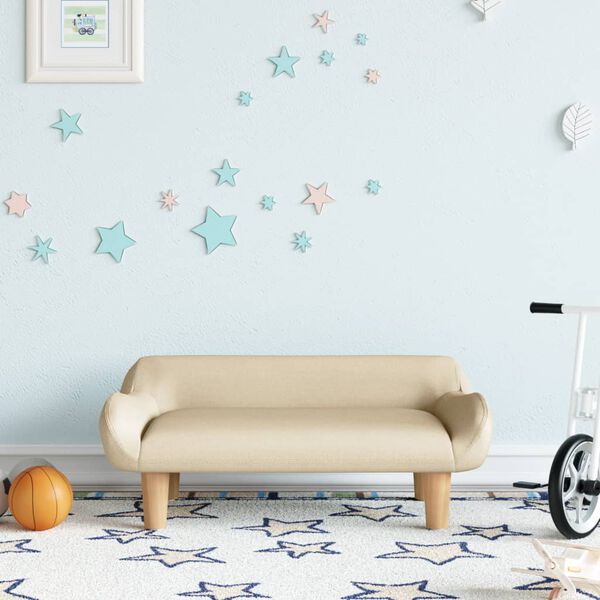 vidaXL Detská pohovka krémová 70x40x24 cm látka