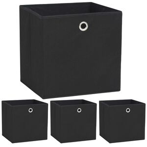 vidaXL &Uacute;ložn&eacute; boxy, 4 ks, netkan&aacute; text&iacute;lia, 32x32x32 cm, čierne