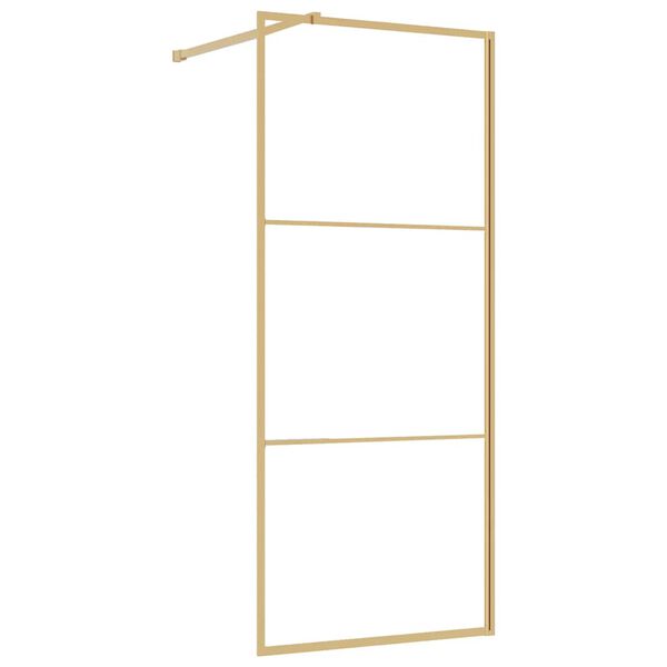 vidaXL Sprchov&aacute; z&aacute;stena s priehľadn&yacute;m ESG sklom, zlat&aacute; 90x195 cm