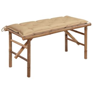 vidaXL Skladacia z&aacute;hradn&aacute; lavička s podložkou 118 cm bambus