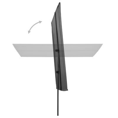 vidaXL Vonkajší slnečník s hliníkovou tyčou 2x1,5 m, antracitový
