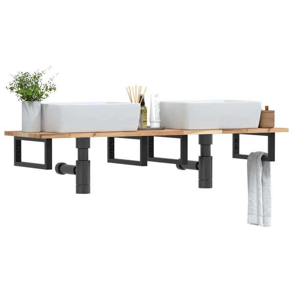 vidaXL Polica pod um&yacute;vadlo n&aacute;stenn&aacute; oceľ a ak&aacute;ciov&yacute; mas&iacute;v