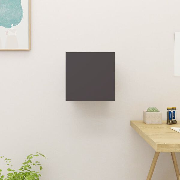 vidaXL Nástenná TV skrinka lesklé sivé 30,5x30x30 cm