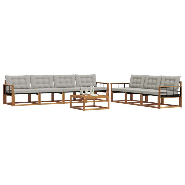 vidaXL Z&aacute;hradn&aacute; s&uacute;prava gaučov s vank&uacute;&scaron;om 8 pcs Pr&iacute;rodn&aacute; a svetlosiv&aacute;