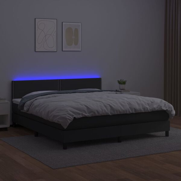 vidaXL Boxspring posteľ s matracom a LED čierna 160x200 cm umel&aacute; koža