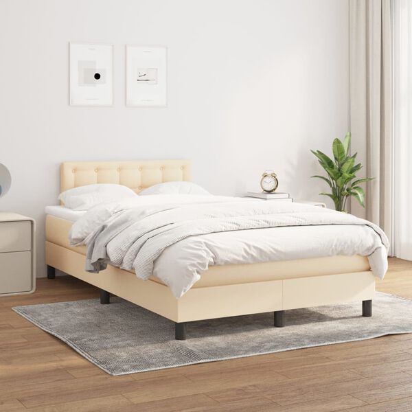 vidaXL Boxspring posteľ s matracom kr&eacute;mov&yacute; 120x200 cm l&aacute;tka