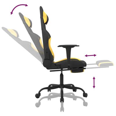vidaXL Herná masážna stolička s podnožkou čierna a žltá látková