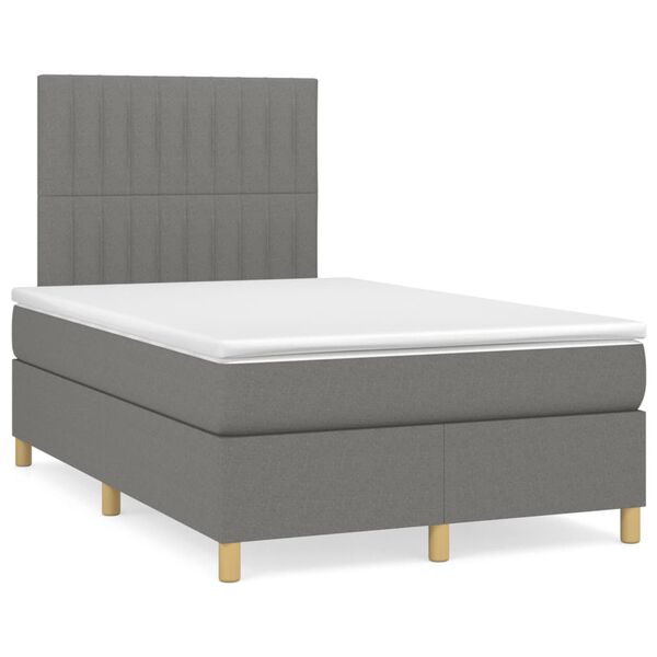 vidaXL Boxspring posteľ s matracom a LED, tmavosiv&aacute; 120x190 cm, l&aacute;tka