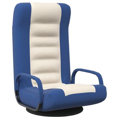 vidaXL Otočná podlahová stolička modrá a krémová látková