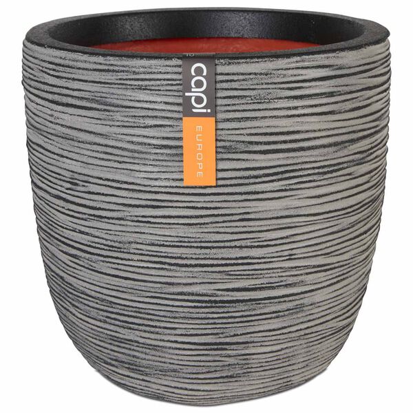 Capi Kvetin&aacute;č v tvare vajca Nature Rib antracitov&yacute; 43x41 cm PKOFZ933