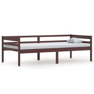 vidaXL Posteľn&yacute; r&aacute;m tmavohned&yacute; borovicov&yacute; mas&iacute;v 90x200 cm