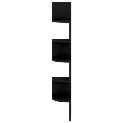 vidaXL Nástenný rohový regál, čierny 19x19x123 cm, kompozitné drevo