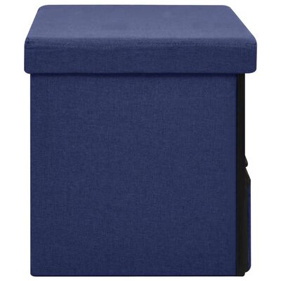 vidaXL Skladacia úložná lavica modrá 76x38x38 cm umelý ľan