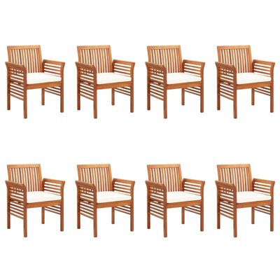 vidaXL Záhradné jedálenské stoličky s vankúšmi 8 ks akáciový masív