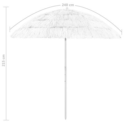 vidaXL Plážový slnečník Hawaii, biely 240 cm
