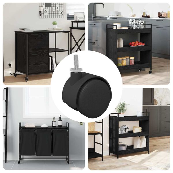 vidaXL Kolieska 12 pcs Čierna 40,1 x 40,1 x 37,8 mm PP a železo