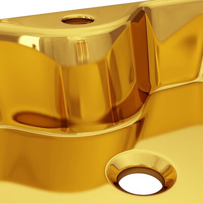 vidaXL Umývadlo s otvorom na batériu 48x37x13,5 cm keramické zlaté