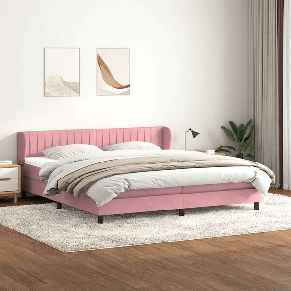 vidaXL Box Spring Posteľ s matracmi Ružov&aacute; 200x210 cm Zamat