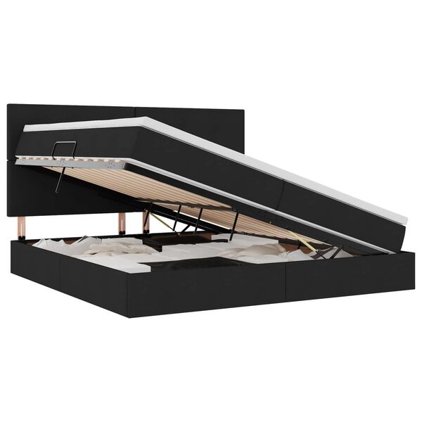 vidaXL Postel s &uacute;ložn&yacute;m prostorem a matrac&iacute; Čierna 200 x 200 cm