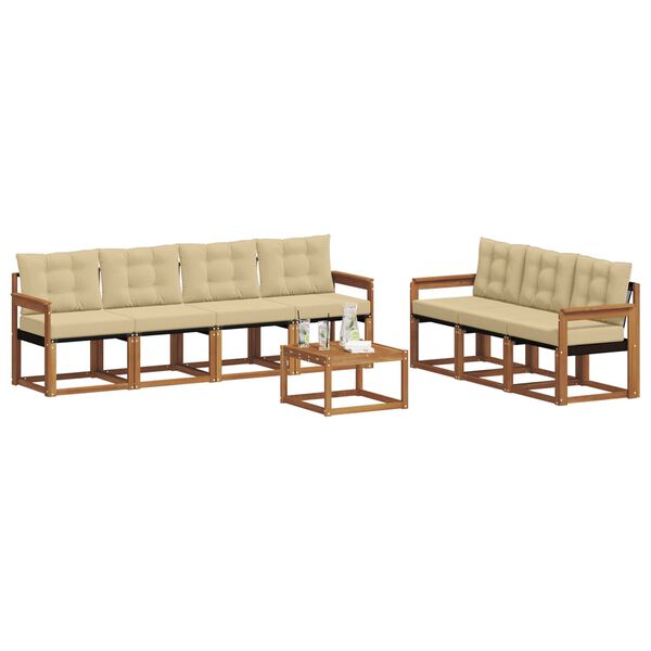 vidaXL Z&aacute;hradn&aacute; s&uacute;prava gaučov s vank&uacute;&scaron;om 8 pcs Pr&iacute;rodn&aacute; a b&eacute;žov&aacute;