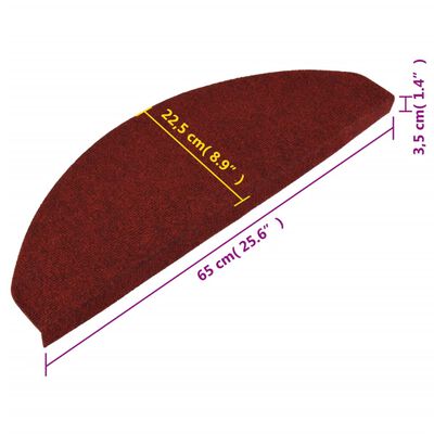 vidaXL Samolepiace nášľapy na schody 15 ks 65x22,5x3,5 cm červené