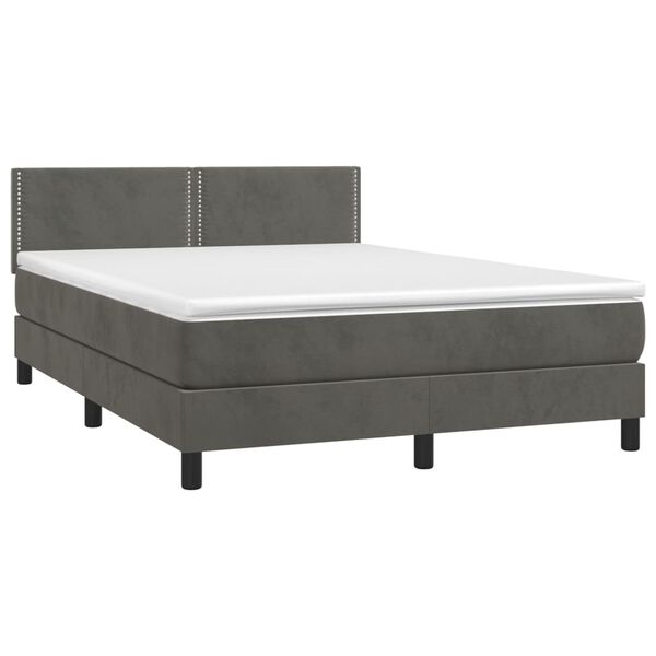 vidaXL Posteľn&yacute; r&aacute;m boxspring s matracom tmavosiv&yacute; 140x200 cm zamat