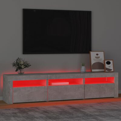 vidaXL TV skrinka s LED svetlami betónová sivá 180x35x40 cm