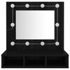vidaXL Zrkadlová skrinka s LED čierna 60x31,5x62 cm