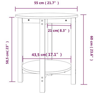 vidaXL Konferenčný stolík medovo-hnedý Ø 55x60 cm borovicový masív