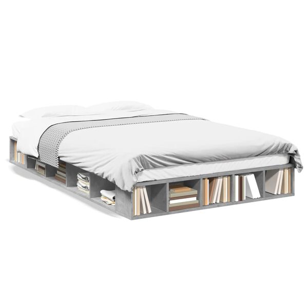 vidaXL Posteľn&yacute; r&aacute;m bet&oacute;nov&yacute; siv&yacute; 135x190 cm kompozitn&eacute; drevo