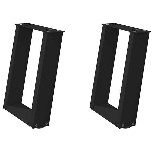 vidaXL Nohy konferenčn&eacute;ho stol&iacute;ka v tvare U, 2 ks, čierne, 38 x (42-43) cm, oceľov&eacute;