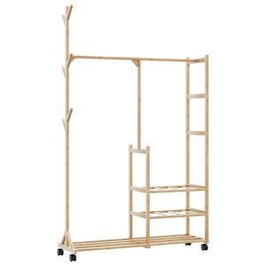 vidaXL ve&scaron;iak na &scaron;aty s policami a kolieskami 100x38x175,5 cm bambus