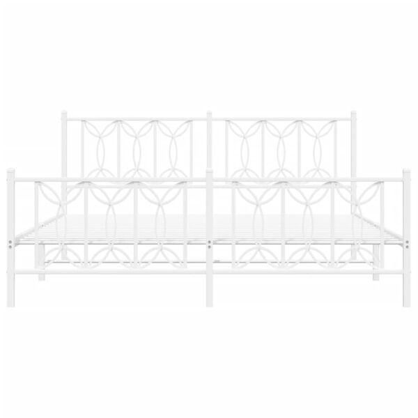 vidaXL Kovov&yacute; r&aacute;m postele s čelom a podnožkou biely 180x200 cm