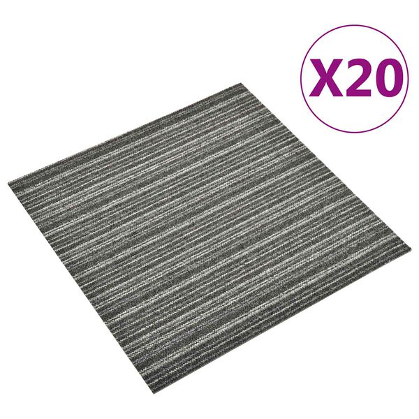 vidaXL Koberec 20 pcs Pruhovan&aacute; antracitov&aacute; 50 x 50 cm