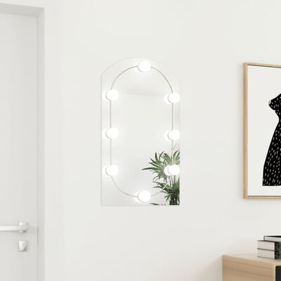 vidaXL Zrkadlo s LED svetlami 70x40 cm sklenené oblúkové