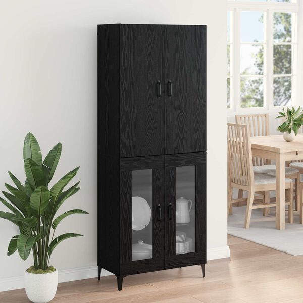 vidaXL Highboard Čierny dub 69,5 x 34 x 180 cm Kompozitn&eacute; drevo