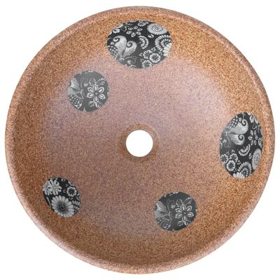 vidaXL Umývadlo na dosku hnedo-modré okrúhle Φ41x14 cm keramické