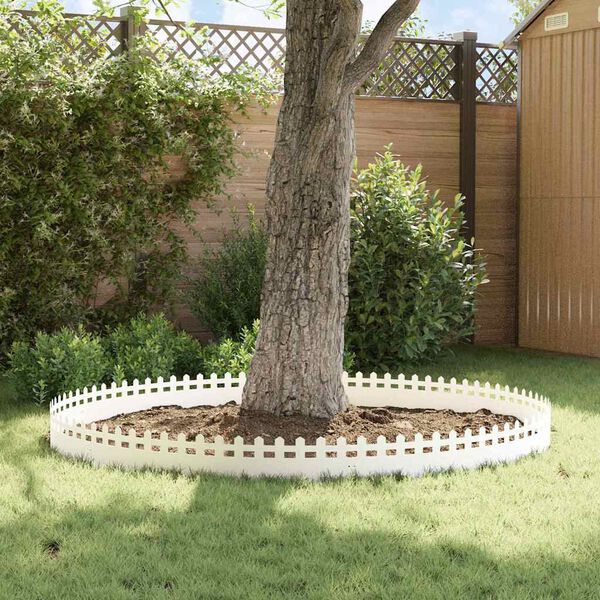 vidaXL Obrubn&iacute;ky tr&aacute;vnika 10 pcs Biela 103 x 0,05 x 22 cm Oceľ