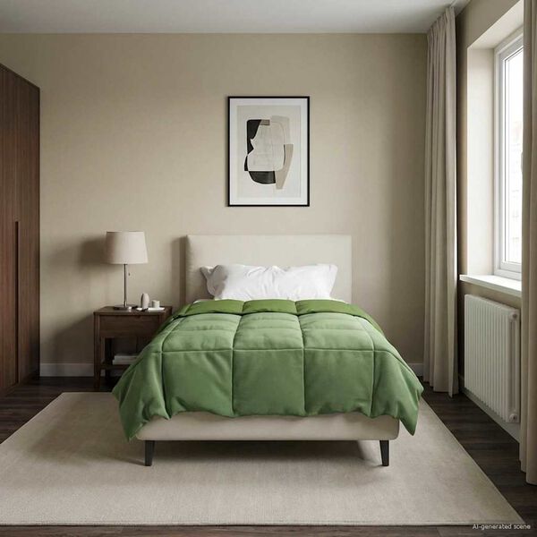 vidaXL Zimn&yacute; prehoz &Scaron;nurovan&yacute; Zelen&aacute; 155 x 200 cm Mikrovl&aacute;kno