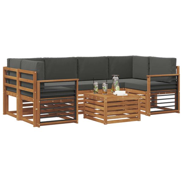 vidaXL Z&aacute;hradn&aacute; s&uacute;prava gaučov s vank&uacute;&scaron;om 7 pcs Pr&iacute;rodn&aacute; a antracitov&aacute;