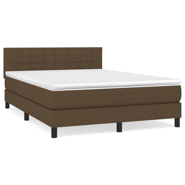 vidaXL Boxspring posteľ s matracom tmavohned&aacute; 140x190 cm l&aacute;tka