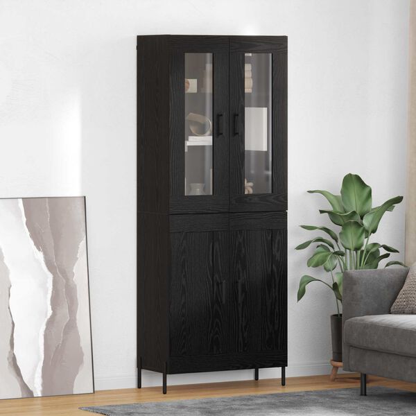 vidaXL Highboard Čierny dub 69,5 x 34 x 180 cm Kompozitn&eacute; drevo