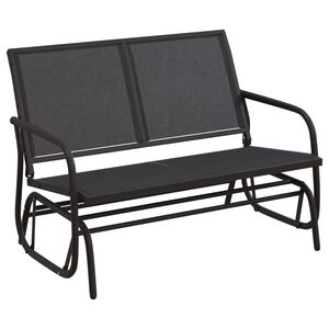 vidaXL Z&aacute;hradn&eacute; hojdacia lavica čierna 120,5x76x86,5cm textil&eacute;n a oceľ