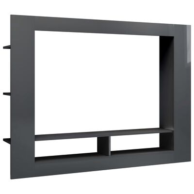 vidaXL TV skrinka, lesklá sivá 152x22x113 cm, kompozitné drevo